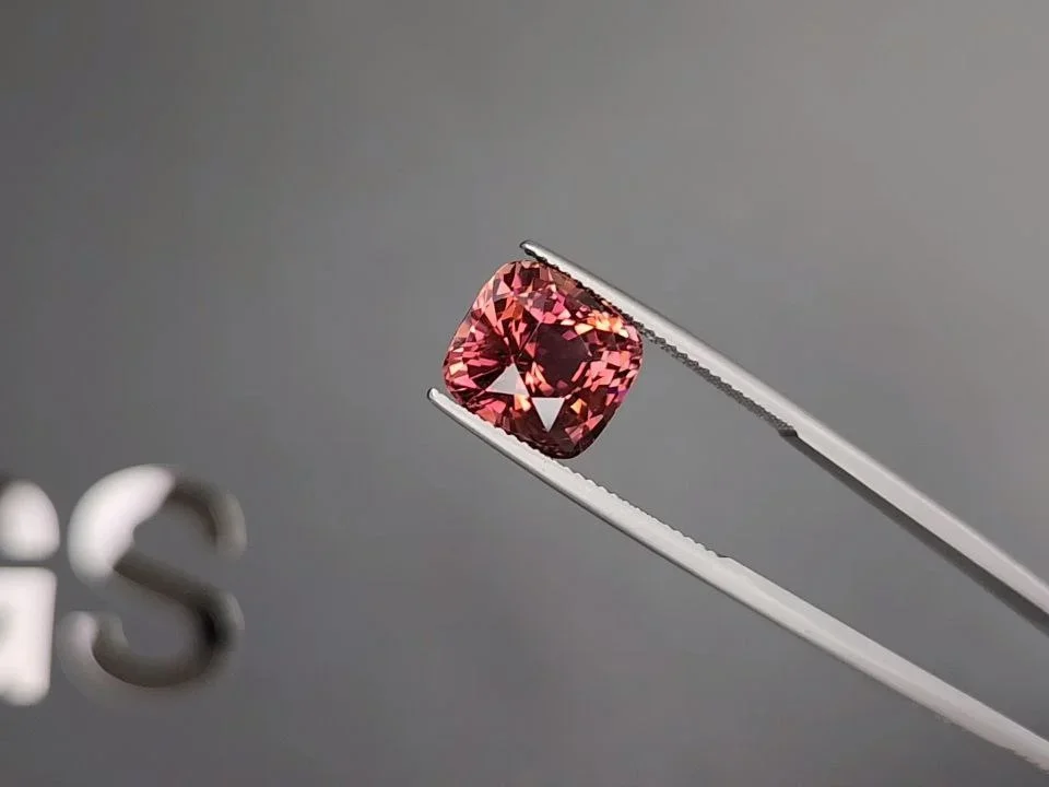 Red-orange tourmaline in cushion cut 7.29 carats, Africa Image №3