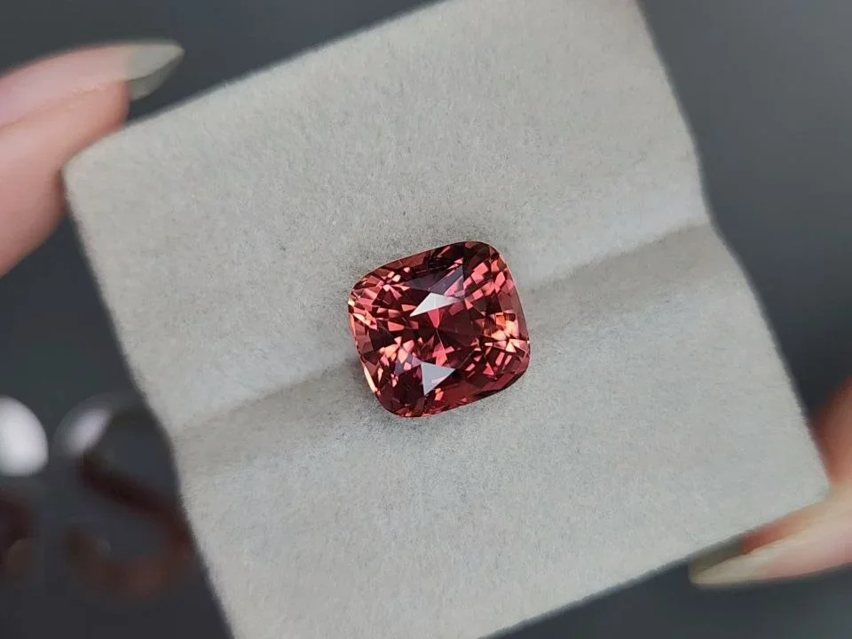 Red-orange tourmaline in cushion cut 7.29 carats, Africa Image №4