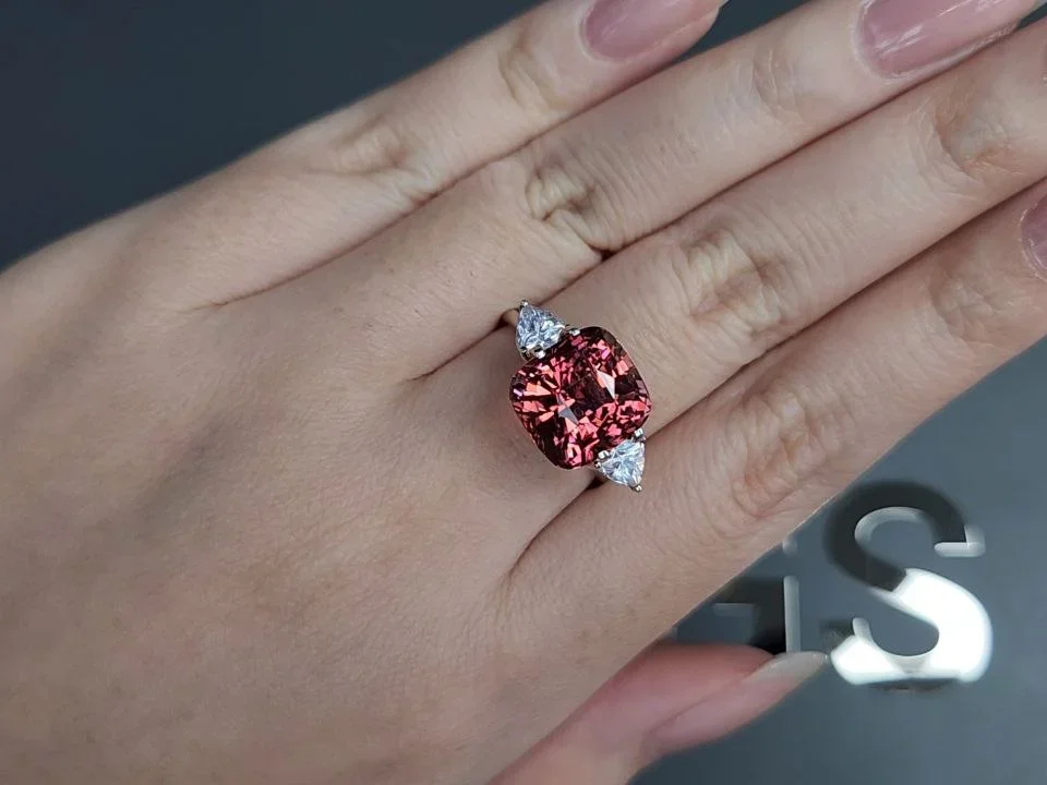 Red-orange tourmaline in cushion cut 7.29 carats, Africa Image №5