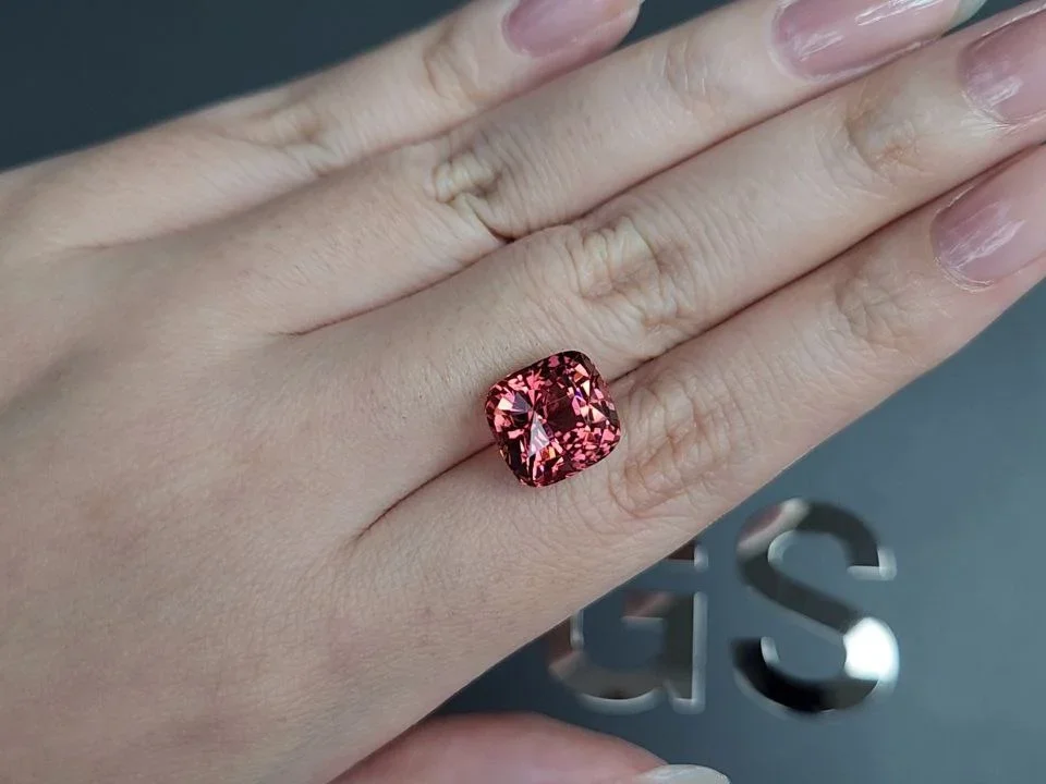 Red-orange tourmaline in cushion cut 7.29 carats, Africa Image №2
