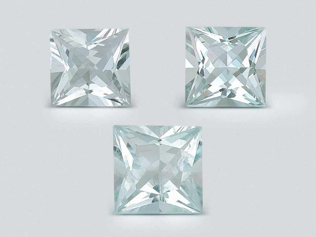 Set of aquamarines princess cut 1.58 carats, Madagascar Image №1