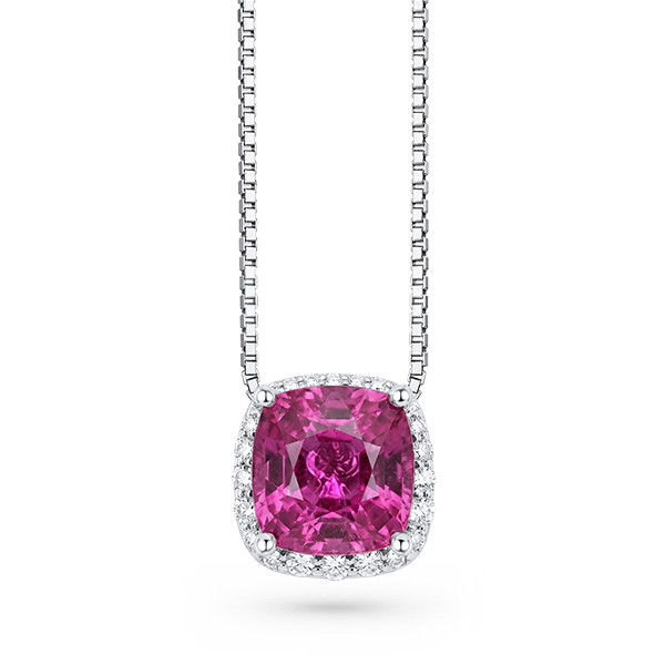 Pendant with 4.49 carat rubellite and diamonds in 18K white gold Image №1