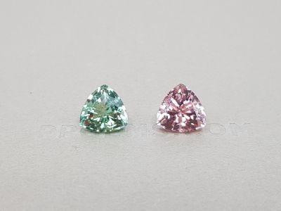 Pair of trillion cut tourmalines 5.38 ct photo
