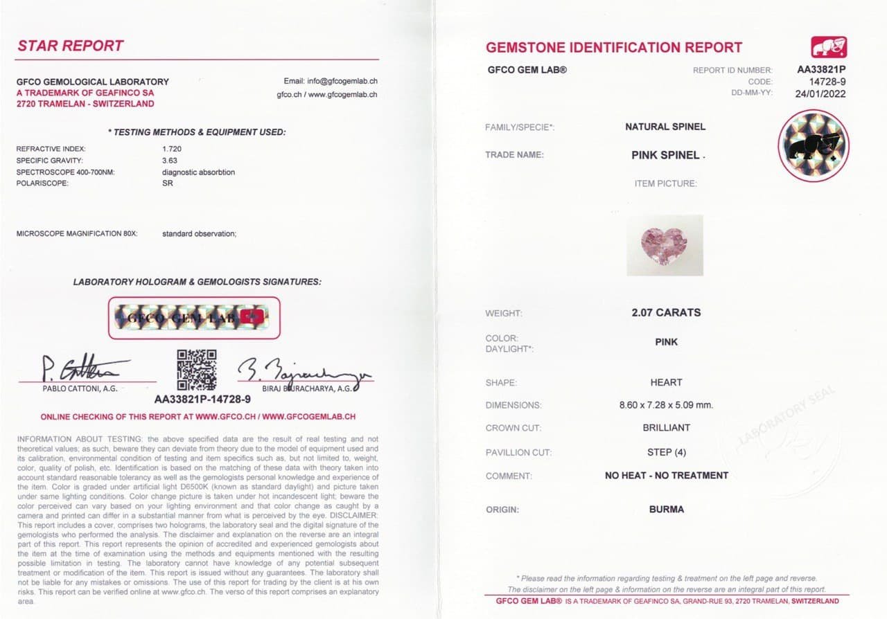 Heart cut pink spinel 2.07 ct, Burma Image №5