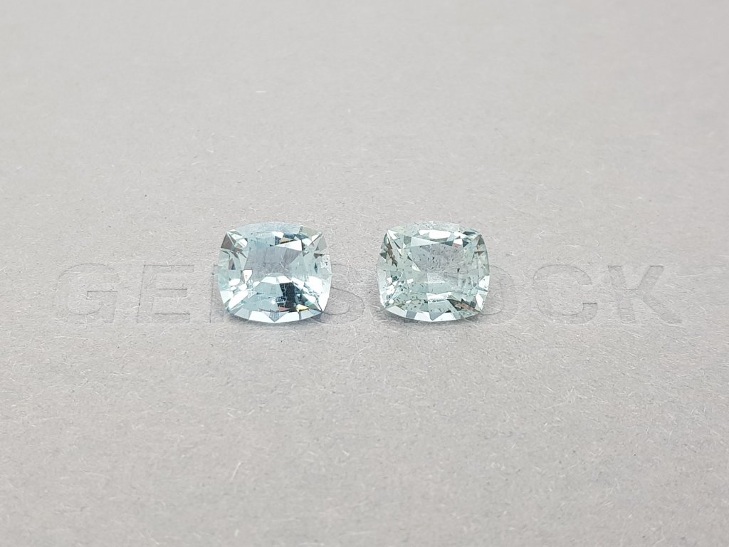 Pair of blue aquamarines in cushion cut 4.57 ct Image №1