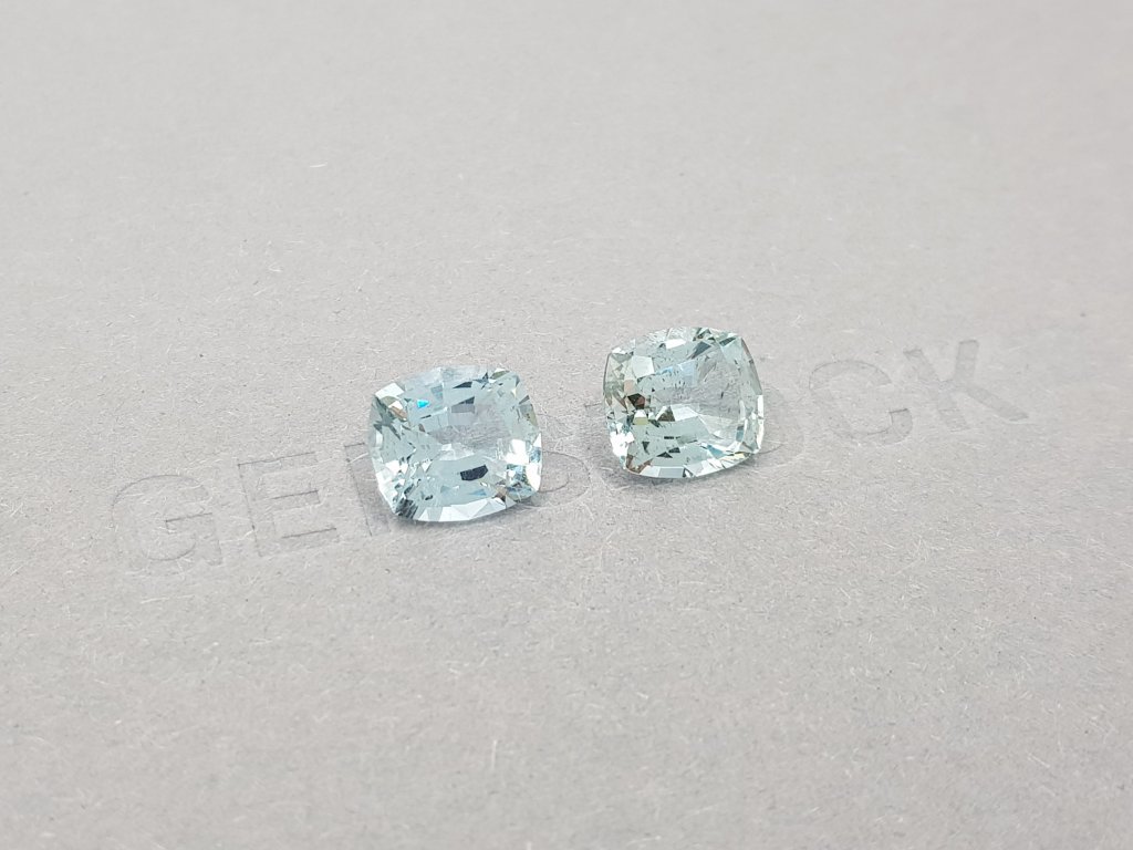 Pair of blue aquamarines in cushion cut 4.57 ct Image №2