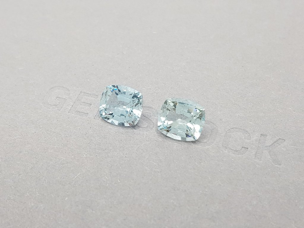 Pair of blue aquamarines in cushion cut 4.57 ct Image №3