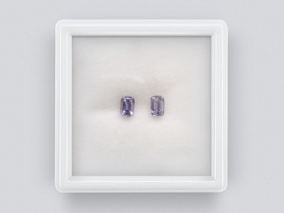 Pair of unheated  cushion-cut lavender sapphires  0.76 carats, Madagascar photo