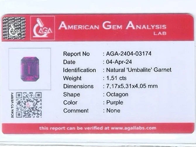 Octagon cut umbalite garnet 1.51 carats Image №4