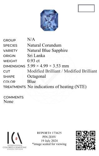 Untreated blue sapphire in radiant cut 0.93 carats, Sri Lanka Image №6