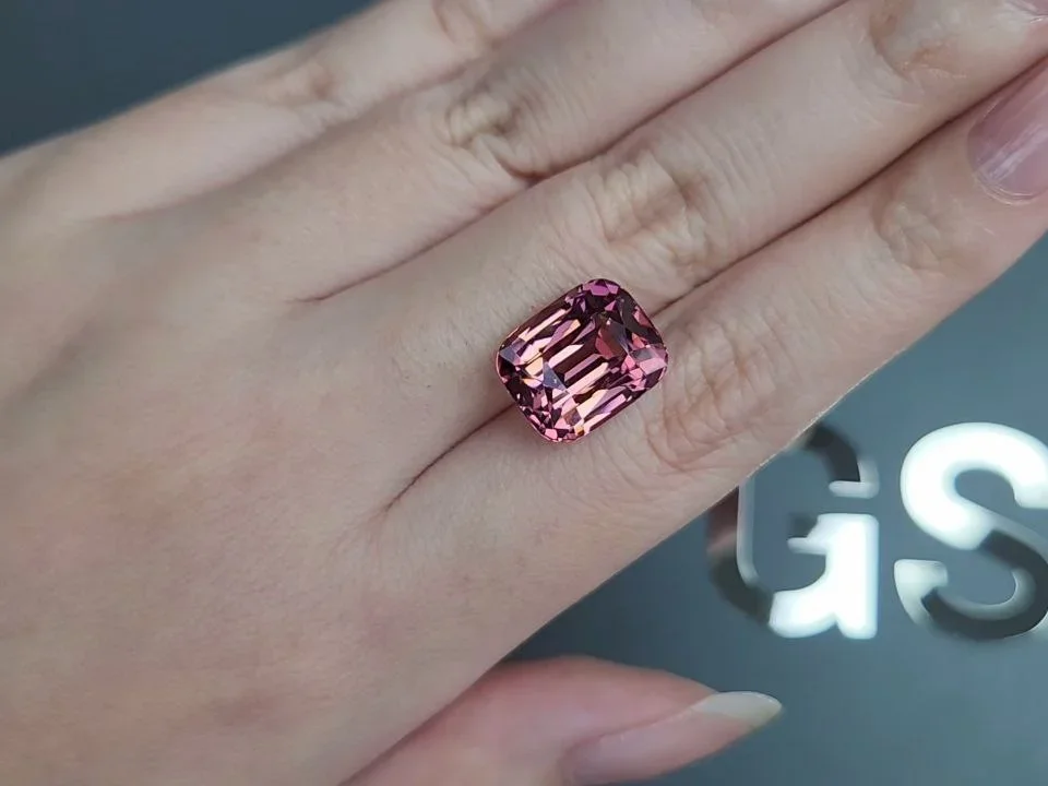 Red-orange tourmaline in cushion cut 9.63 carats, Africa Image №2