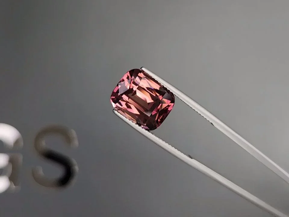 Red-orange tourmaline in cushion cut 9.63 carats, Africa Image №3
