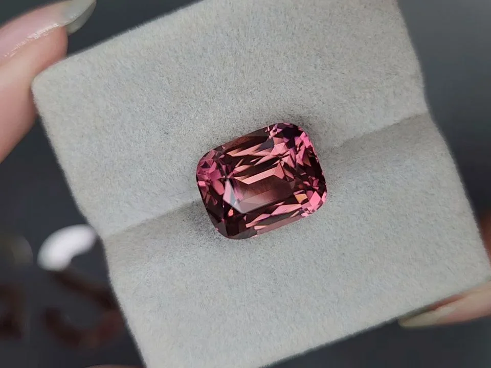 Red-orange tourmaline in cushion cut 9.63 carats, Africa Image №4