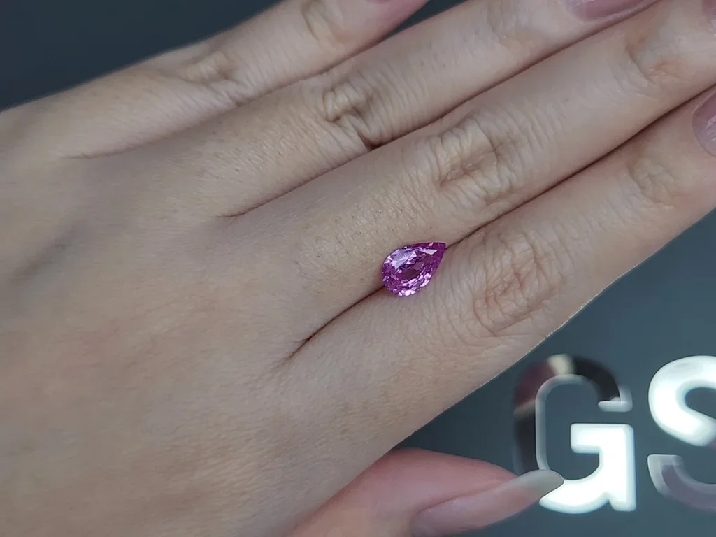 Unheated purple sapphire pear cat 1.15 carats, Madagascar Image №2