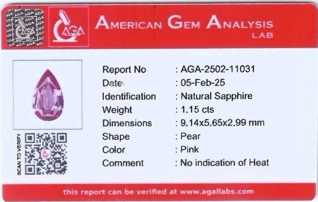 Unheated purple sapphire pear cat 1.15 carats, Madagascar Image №6