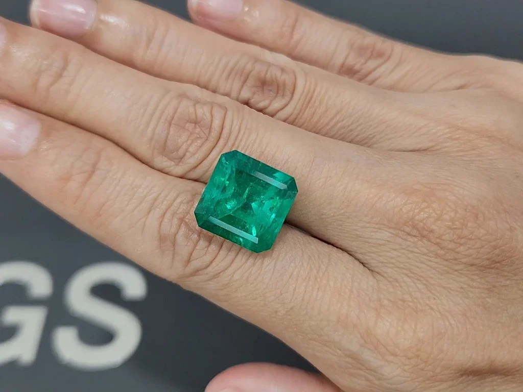 Large emerald  Intense Green octagon cut 11.85 carats, Colombia  Image №2