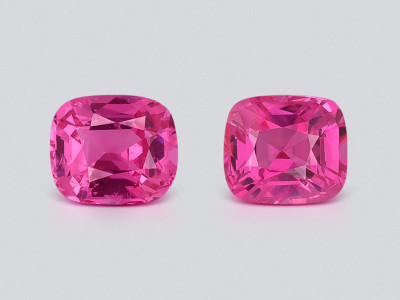 Pair of spinels Mahenge Hot Pink cushion cut 2.16 carats, Tanzania photo