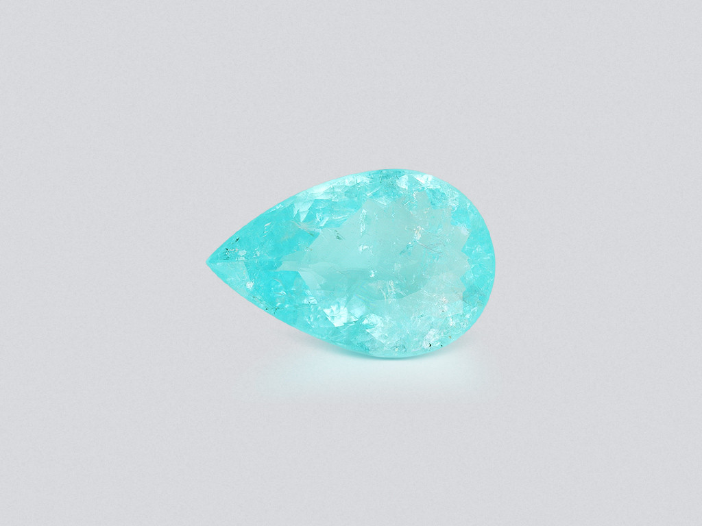 Large neon Paraiba tourmaline pear cut 23.08 carats,  Mozambique Image №1