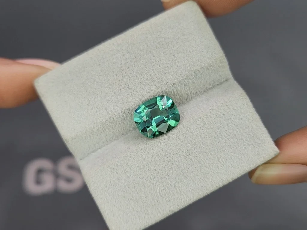 Vibrant Lagoon Tourmaline in cushion cut 3.01 carats, Afghanistan Image №4
