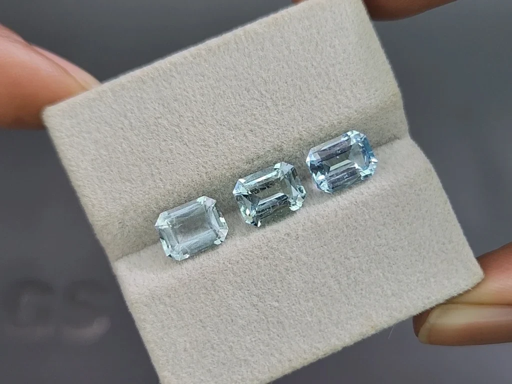 Set aquamarine octagon cut 4.48 carats, Madagascar Image №5
