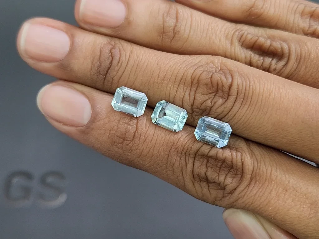 Set aquamarine octagon cut 4.48 carats, Madagascar Image №2