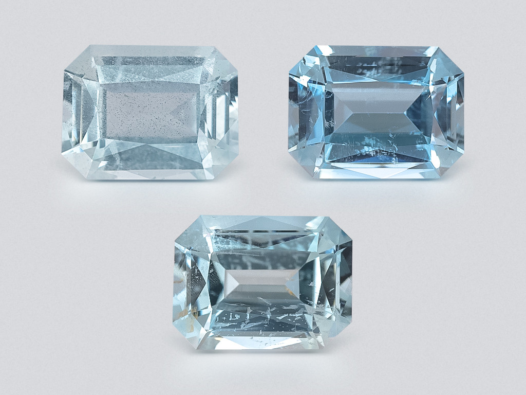 Set aquamarine octagon cut 4.48 carats, Madagascar Image №1