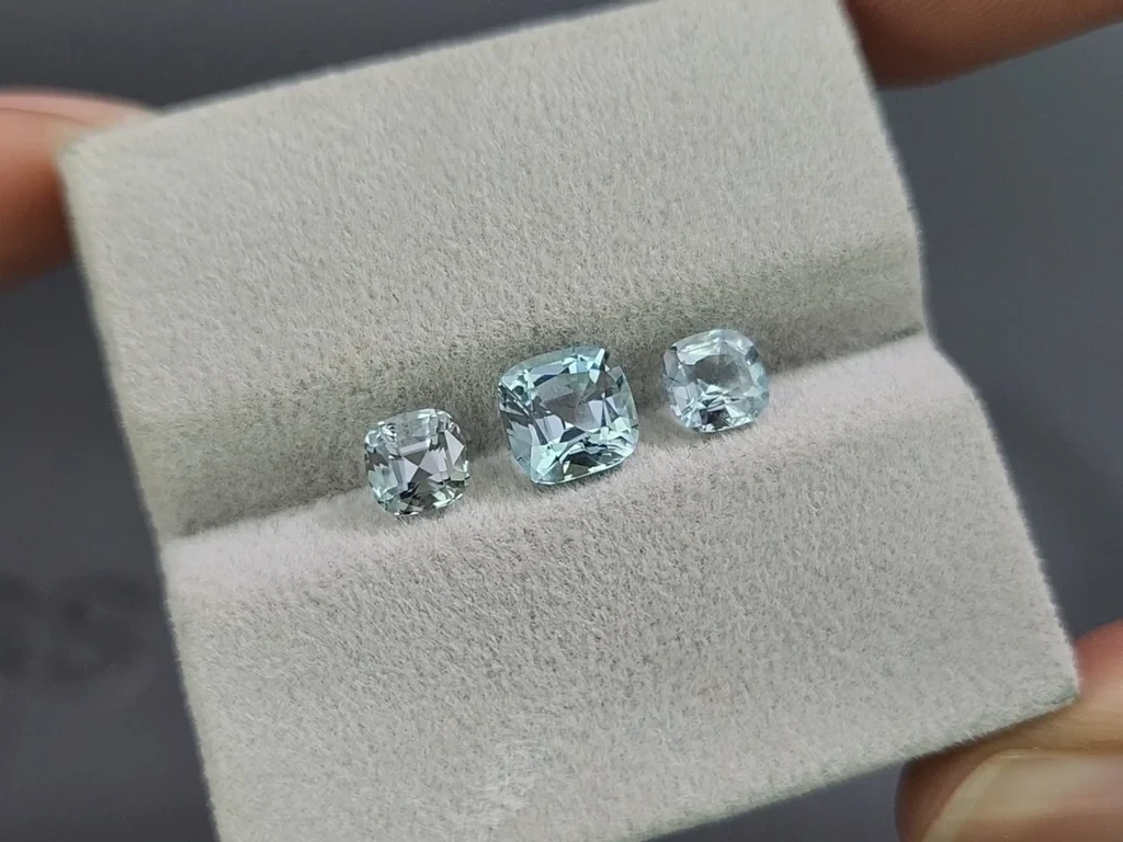 Set of aquamarines cushion cut 2.18 carats, Madagascar Image №5
