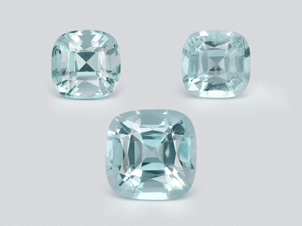 Set of aquamarines cushion cut 2.18 carats, Madagascar Image №1