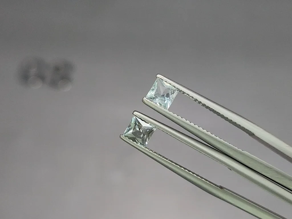 Set of aquamarine princess cut 1.48 carats, Madagascar Image №4