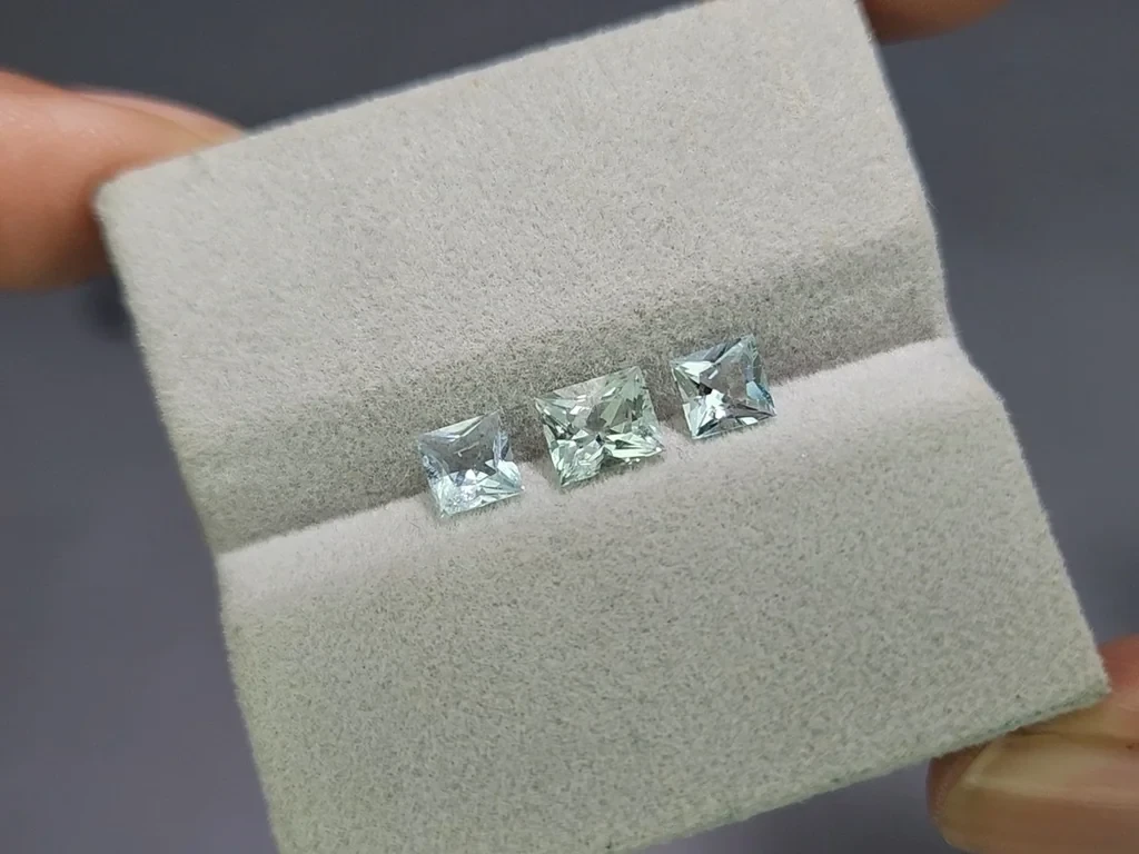 Set of aquamarine princess cut 1.48 carats, Madagascar Image №5