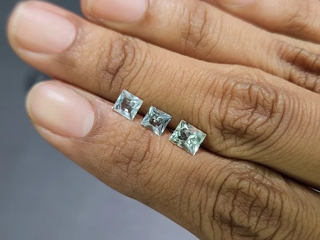 Set of aquamarine princess cut 1.48 carats, Madagascar Image №2