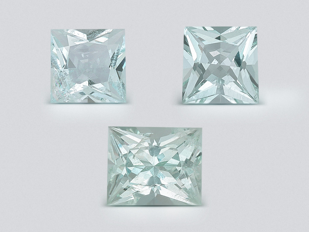 Set of aquamarine princess cut 1.48 carats, Madagascar Image №1