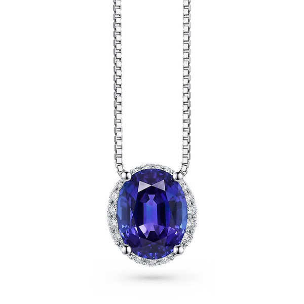 Pendant with 4.82 carat tanzanite and diamonds in 18K white gold Image №1