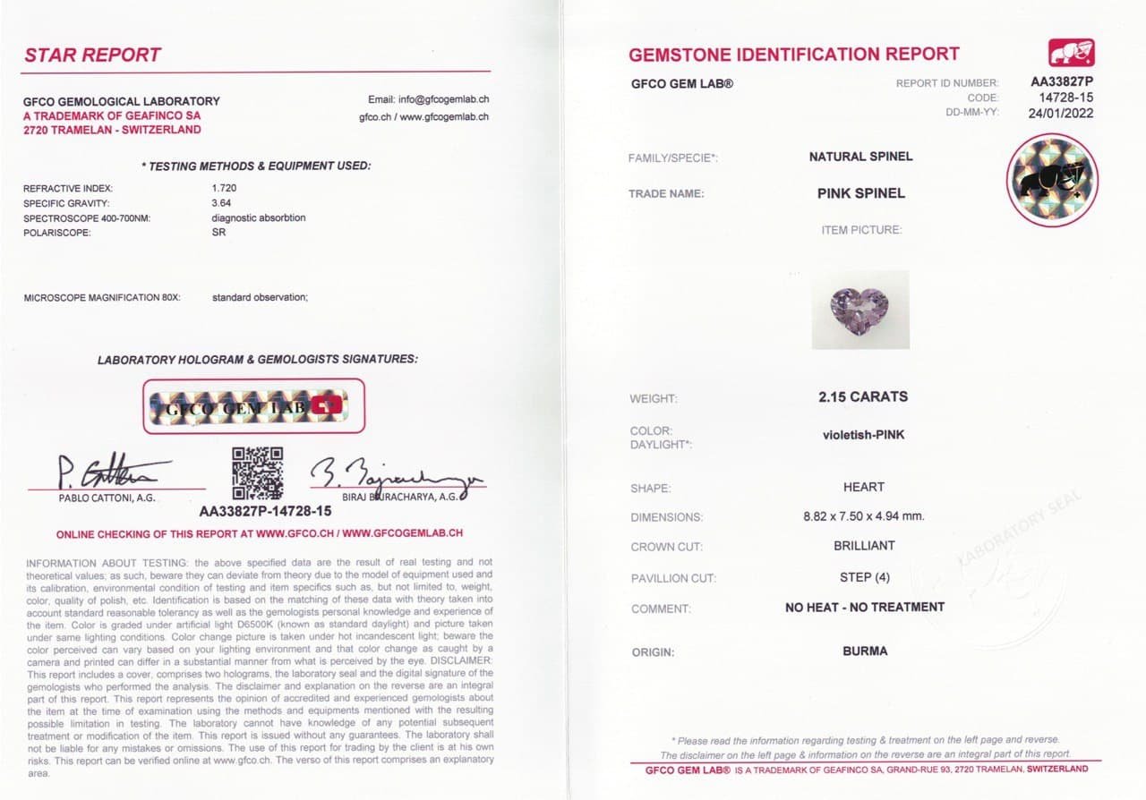 Pinkish purple spinel in heart shape 2.15 ct, Burma Image №5