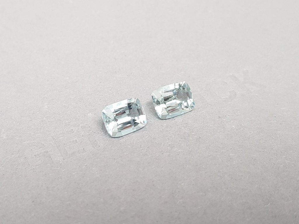 Pair of cushion cut aquamarines 2.49 ct, Madagascar Image №2