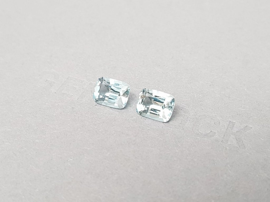 Pair of cushion cut aquamarines 2.49 ct, Madagascar Image №3