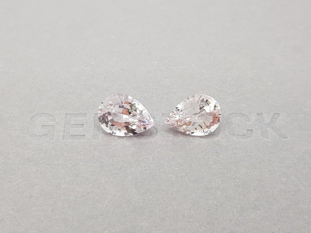 Pair of morganites 5.12 ct pear cut, Africa Image №2