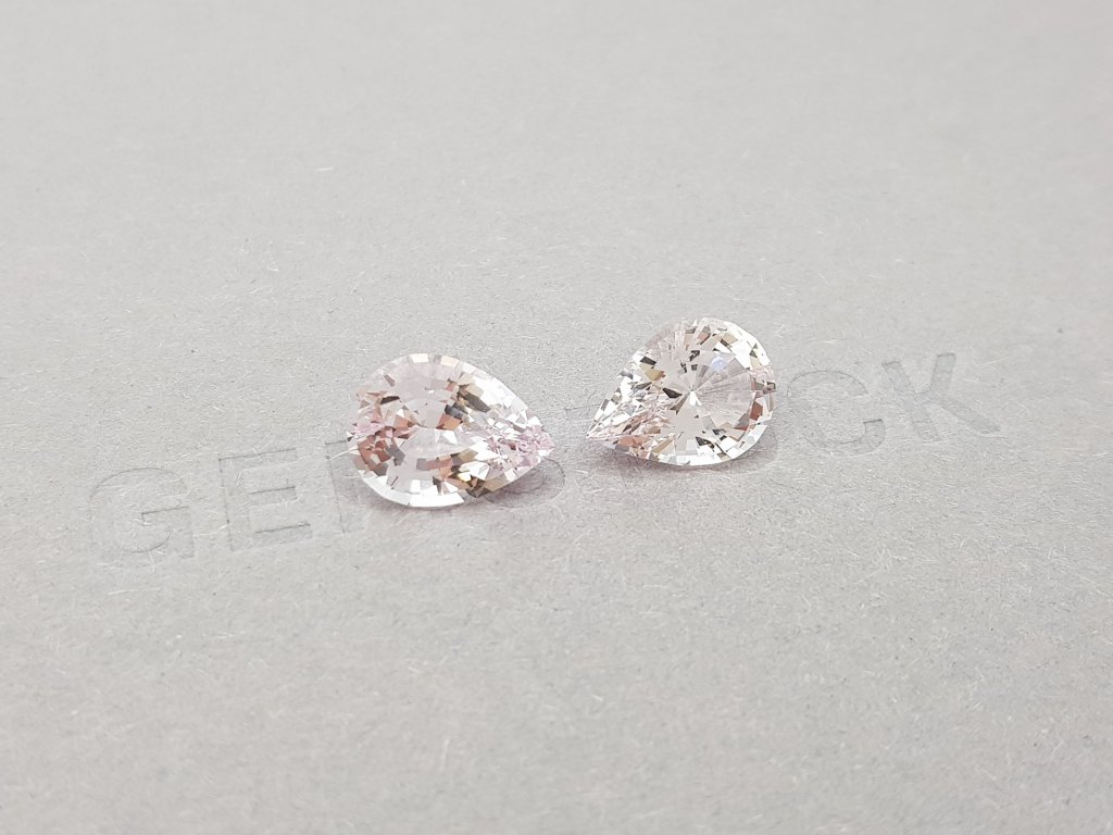 Pair of morganites 5.12 ct pear cut, Africa Image №3