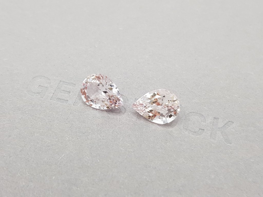 Pair of morganites 5.12 ct pear cut, Africa Image №4