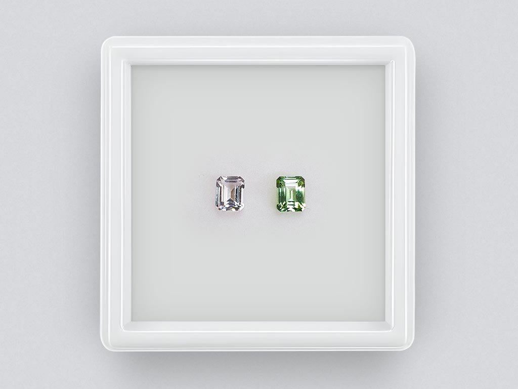 Contrasting pair of tourmaline and morganite in octagon cut 0.91 ct Image №1