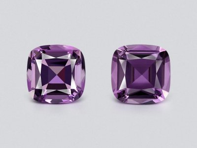 Pair of cushion cut amethysts 9.34 carats, Brazil  photo