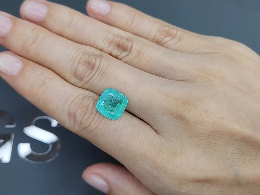 Neon greenish-blue cushion cut Paraiba tourmaline 4.70 carats, Mozambique Image №2