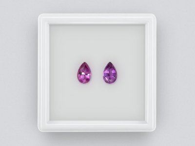 Pair of unheated purple sapphires pear cut 1.52 carats, Madagascar photo