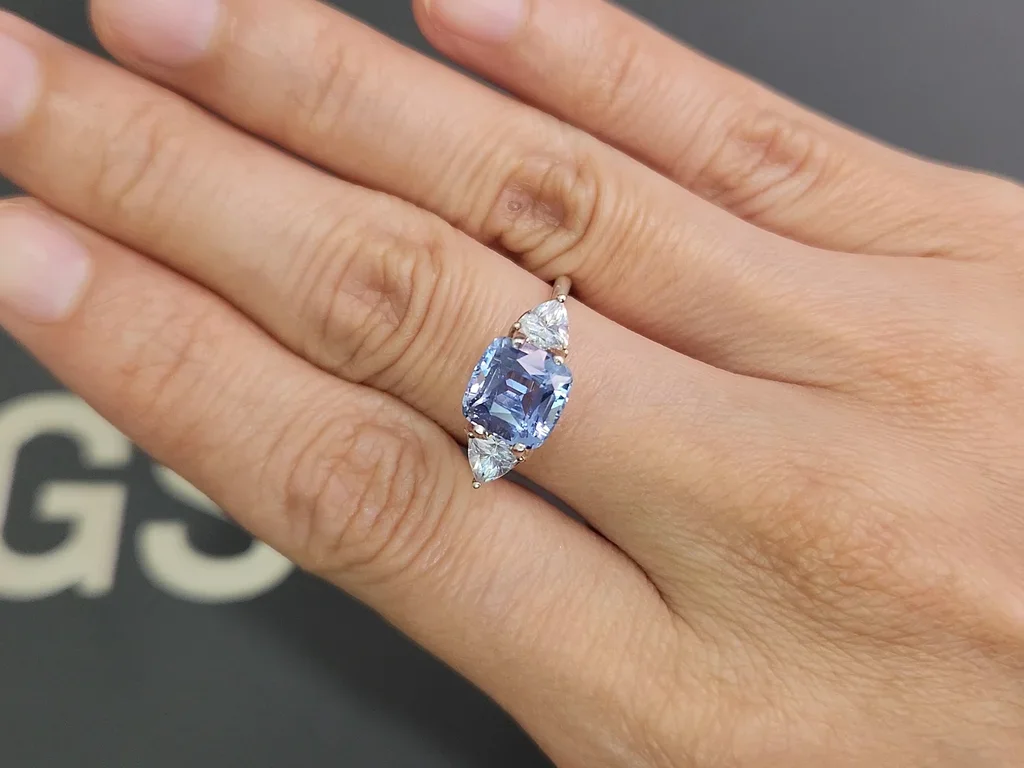 Unheated Pastel Blue sapphire in cushion cut 3.50 carats, Sri Lanka Image №5