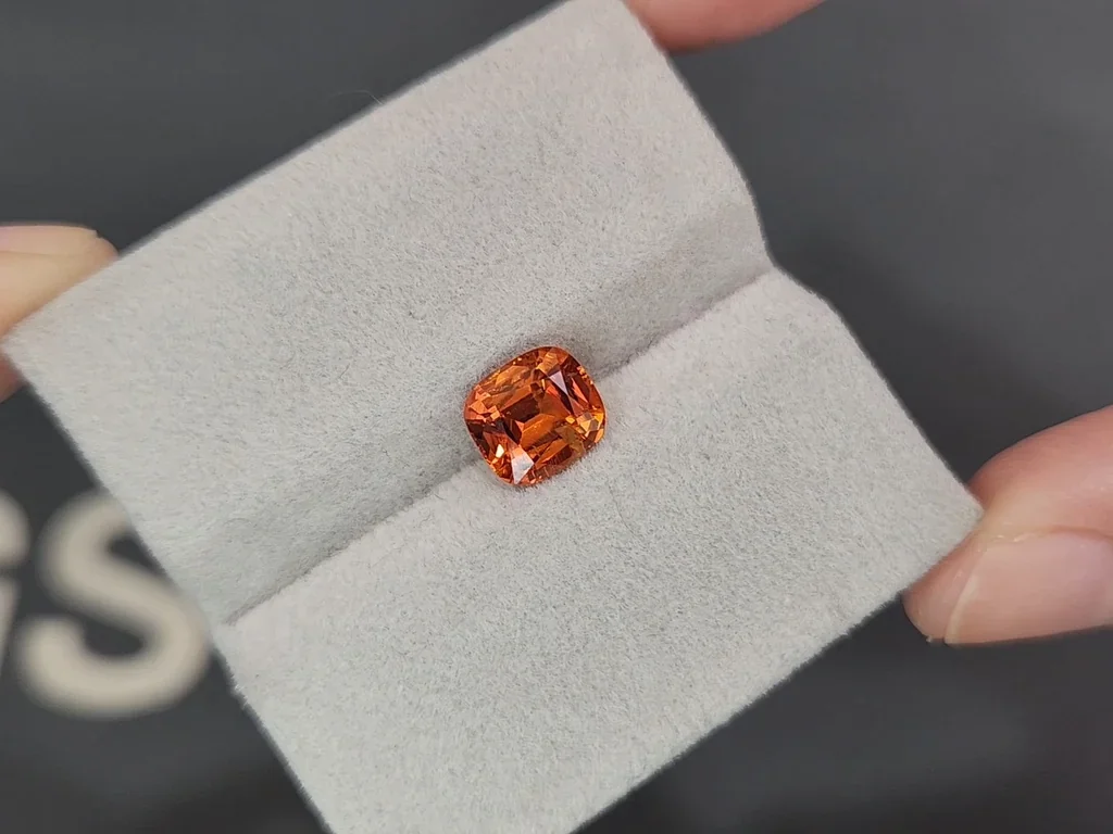 Spessartine Vivid orange cushion cut  2.48 carats, Africa Image №4