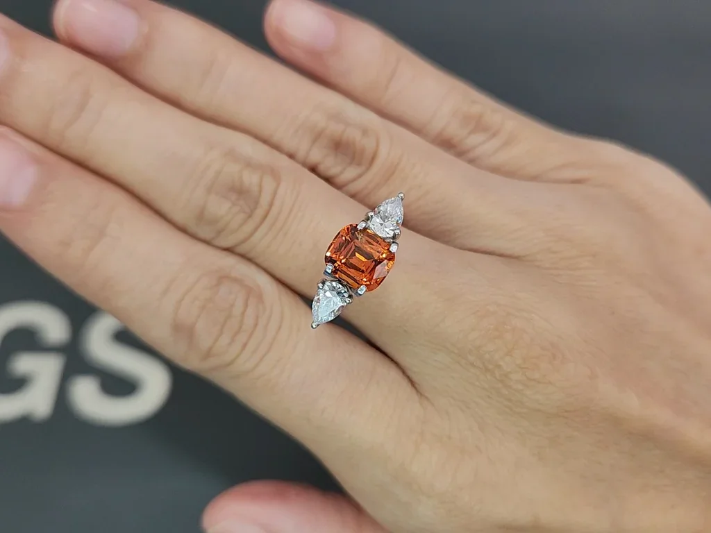 Spessartine Vivid orange cushion cut  2.48 carats, Africa Image №5