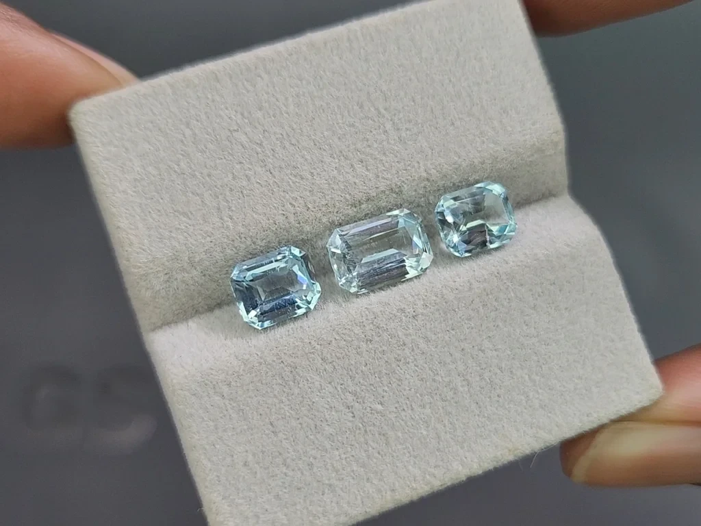 Set aquamarine octagon cut 3.87 carats, Madagascar Image №5