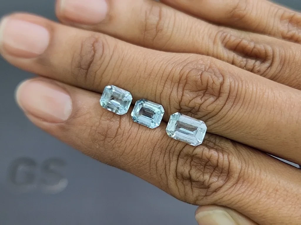 Set aquamarine octagon cut 3.87 carats, Madagascar Image №2