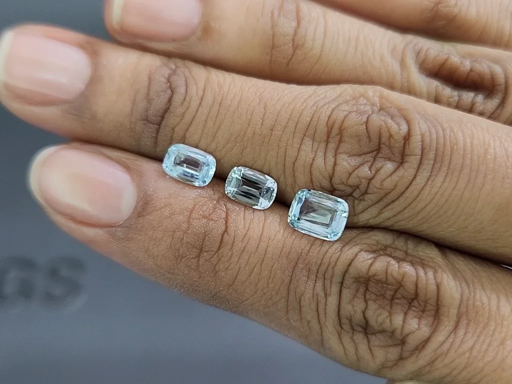 Set of aquamarines cushion cut  2.16 carats, Madagascar Image №2