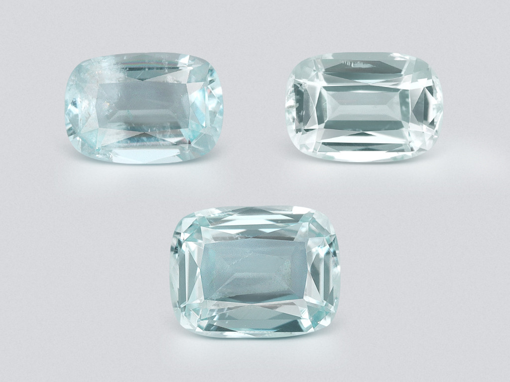 Set of aquamarines cushion cut  2.16 carats, Madagascar Image №1